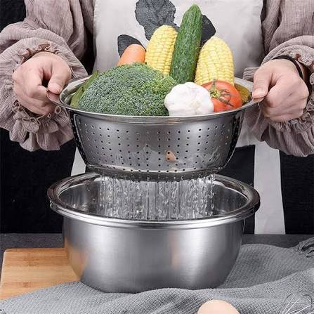 3in1 Stainless Steel Vegetable Slicer Cutter Bowl